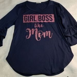 Childrens Navy and Pink Glitter Shirt